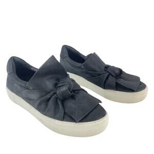 J/Slides Women's Black/White Size 9 Bow Detail Low Top Leather Trainers Preowned